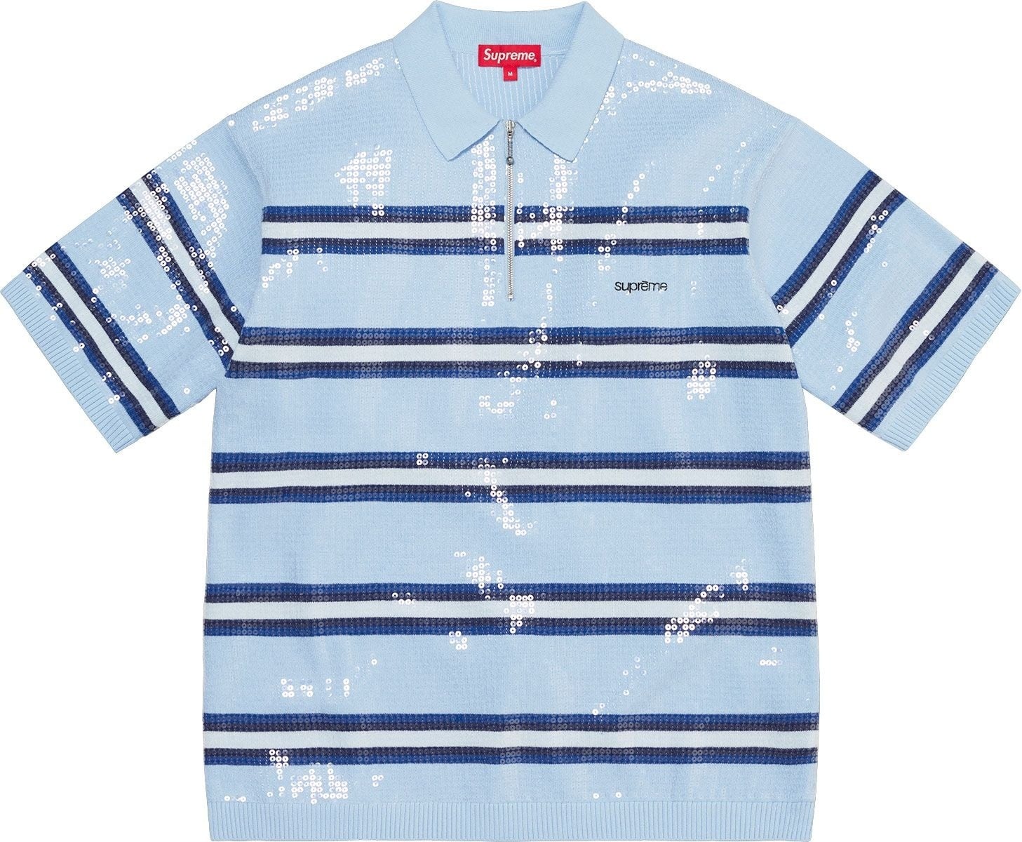 Sequin Stripe Zip Polo view 4